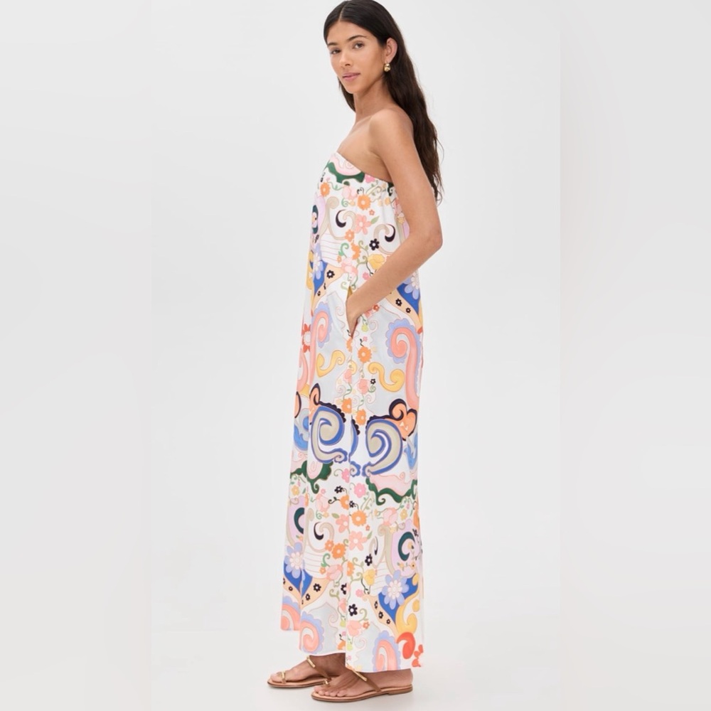 STUNNING! NWT Tuckernuck De Loreta Watercolor Aloe Strapless Dress XL 12 14 16 - Picture 7 of 8